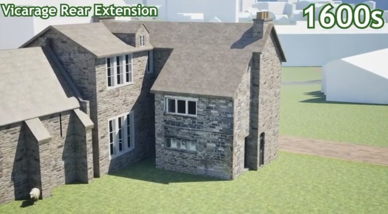 A screenshot of the heritage video showing the building in 1600